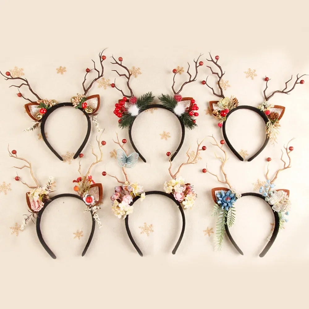 Reindeer Antlers Headband - ที่คาดผมคริสต์มาสรูปกิ่งกวางเรนเดียร์ ประดับกระดิ่ง สำหรับเด็กผู้หญิง เหมาะสำหรับงานปาร์ตี้คริสต์มาสและชุดแฟนซี