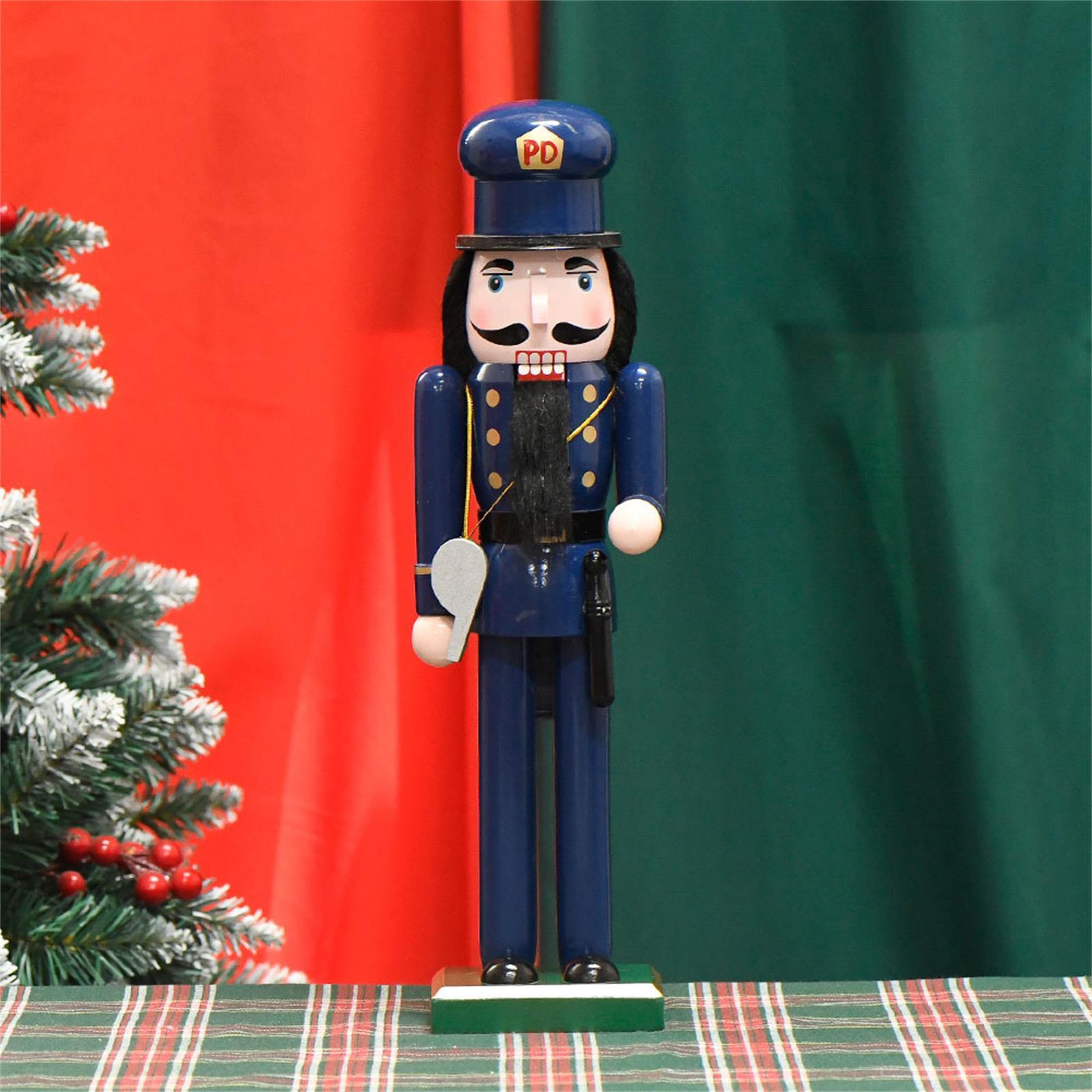 Nutcracker Figurine - ฟิกเกอร์นัทแครกเกอร์คริสต์มาส ฟิกเกอร์ตกแต่งคริสต์มาส ฟิกเกอร์ตำรวจนัทแครกเกอร์ไม้ สำหรับงานปาร์ตี้ ต้นคริสต์มาส และตกแต่งบ้าน