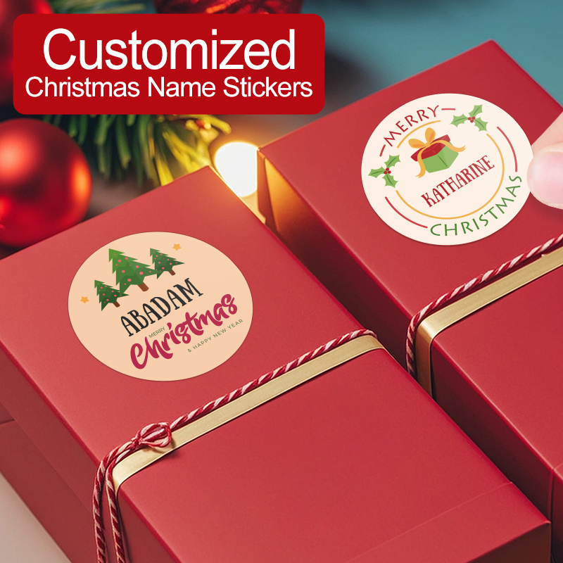 Christmas Stocking Hanging - สติกเกอร์สุขสันต์วันคริสต์มาสแบบส่วนตัว-สติกเกอร์ชื่อแบบกำหนดเองสำหรับขวดน้ำ, ห่อของขวัญ, ถุงเท้า, ต้นคริสต์มาสและงานปาร์ตี้