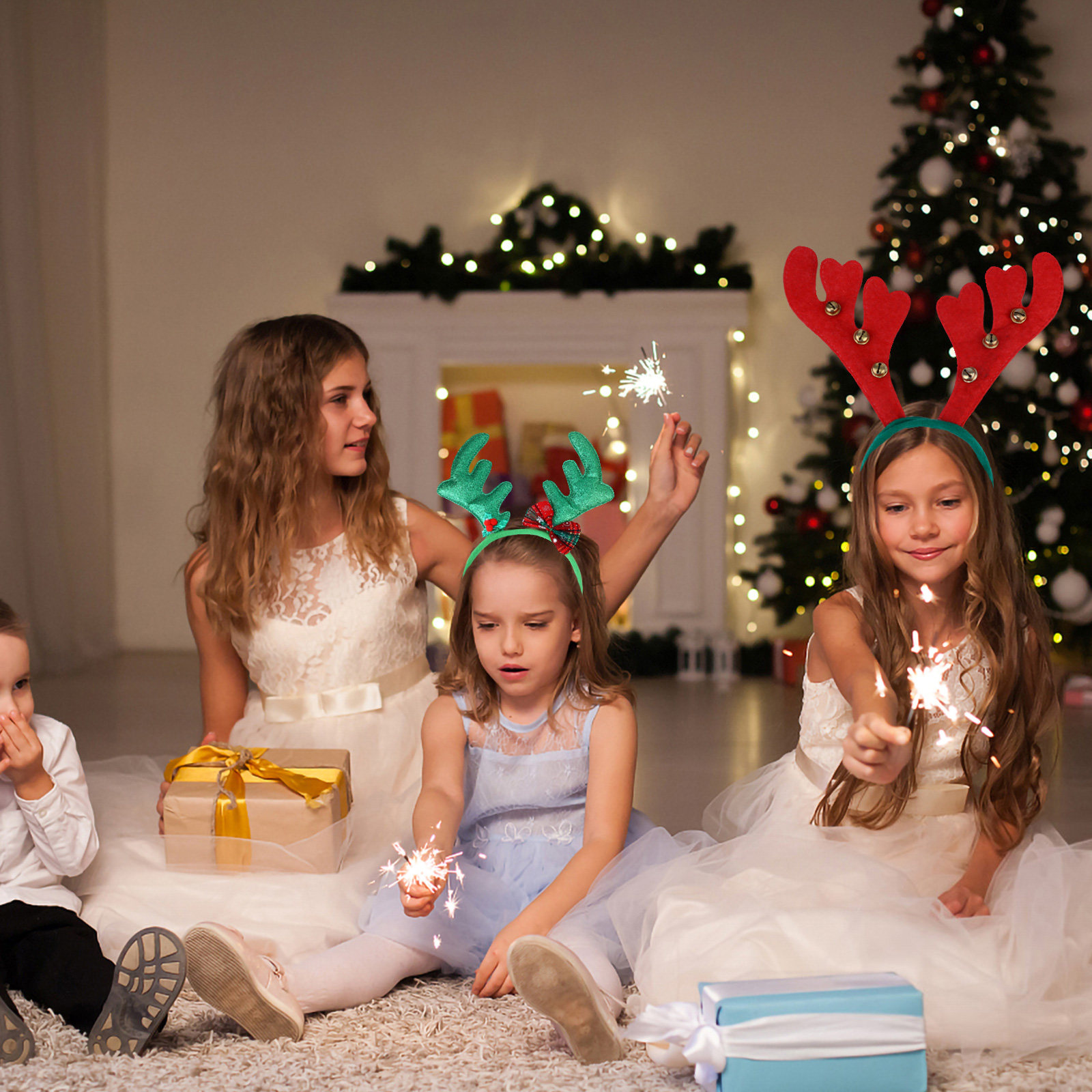 8 ชิ้น ที่คาดผมเขากวางสีชมพู เ - Reindeer Antlers Headband บทวิจารณ์และราคา