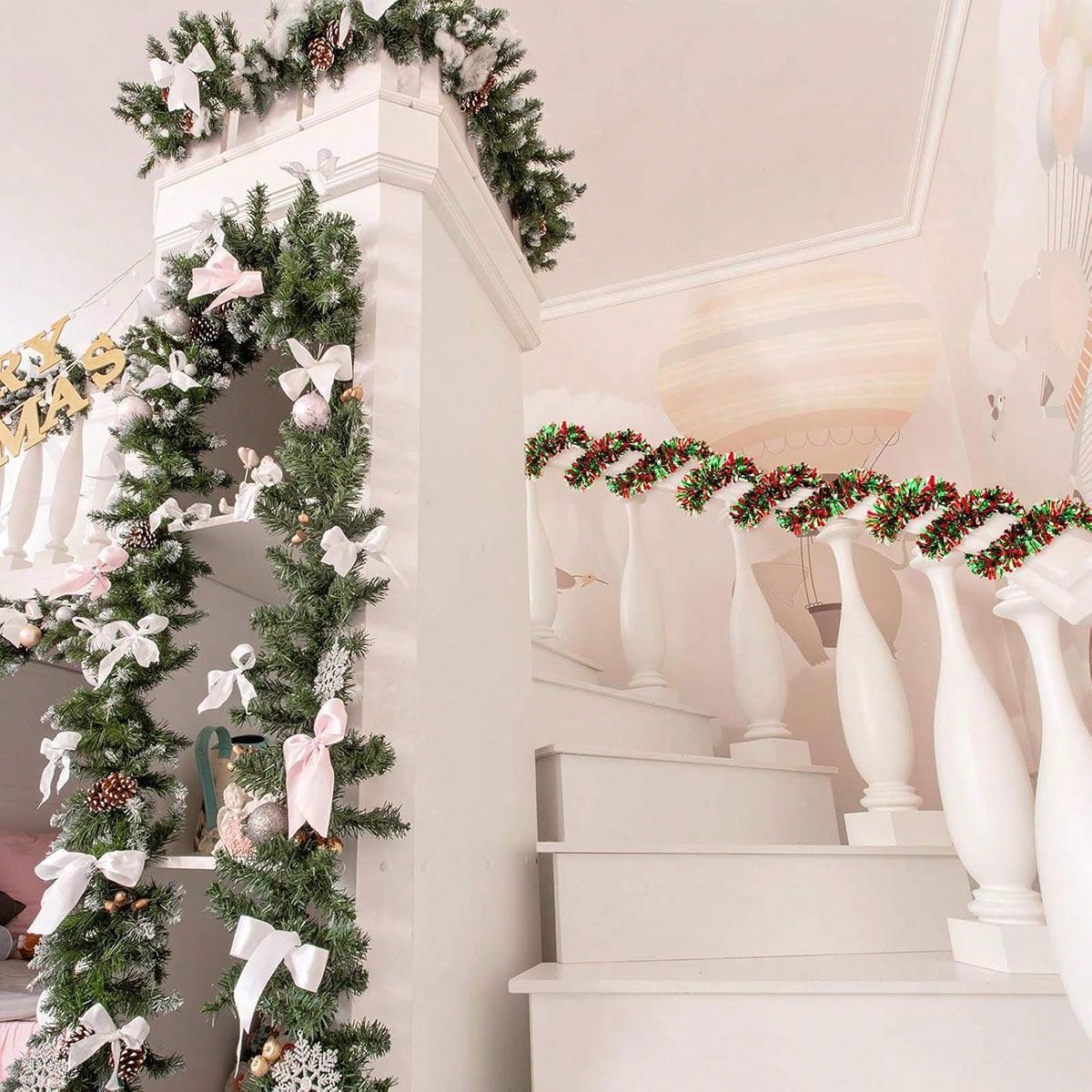 พวงมาลัยประดับคริสต์มาส สีแดงเ - Tinsel Garland Decoration บทวิจารณ์และราคา